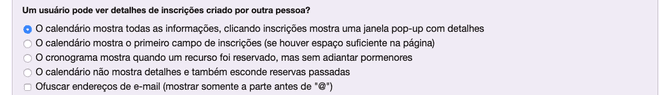 Visibilidade dos detalhes do agendamento