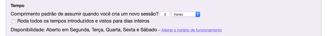 Tamanho padrão das vagas dos agendamentos