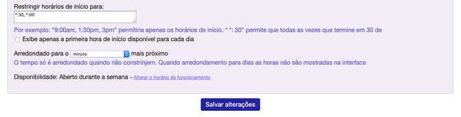Restrições de tempo de início
