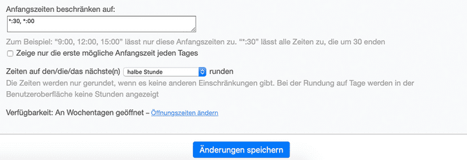 Einschränkungen der Startzeit