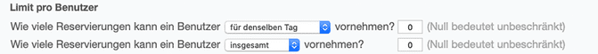 Einschränkungen pro Benutzer und Kunde