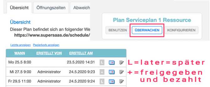 Freigabe von Buchungen in Liste Ansicht