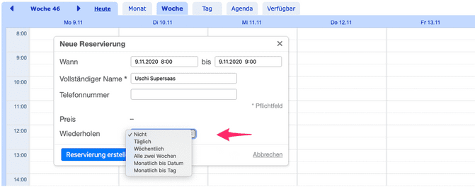 Tipp online Termine automatisch wiederholen wie Serienbuchung 2