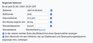 regionale Einstellung der Zeitzone im online Terminkalender