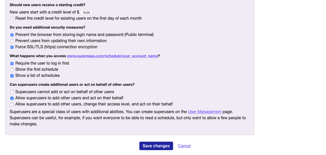 Altre impostazioni di registrazione/autorizzazione