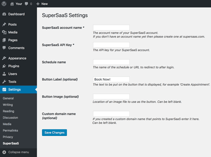 Ajustes de plugin Wordpress SuperSaaS