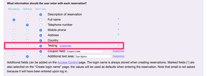 Campi di registrazione