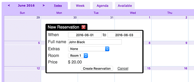 Oprette en booking