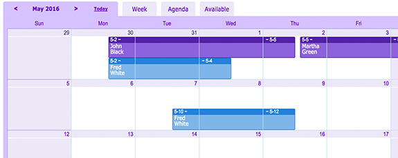 Kalender med booking