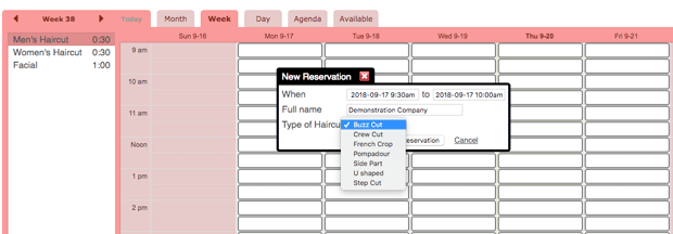Crear una reserva en tu horario de citas online