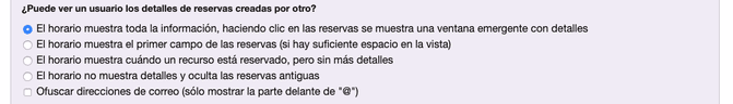 Visibilidad de detalles de cita