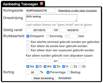 Nieuwe aanbieding toevoegen