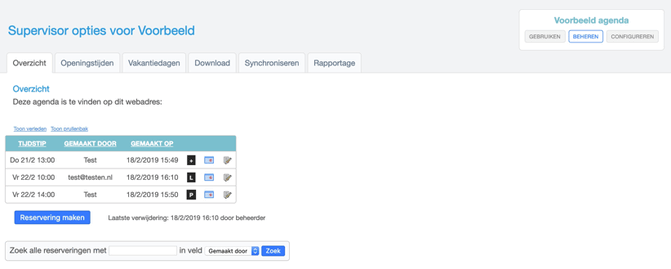 Overzicht van afspraken