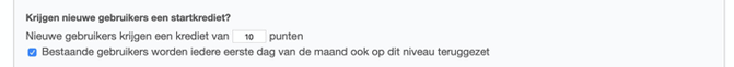 Maandelijks het krediet resetten