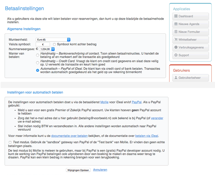 Online betaling instellen