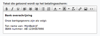 Stel een bericht in op het betaalscherm