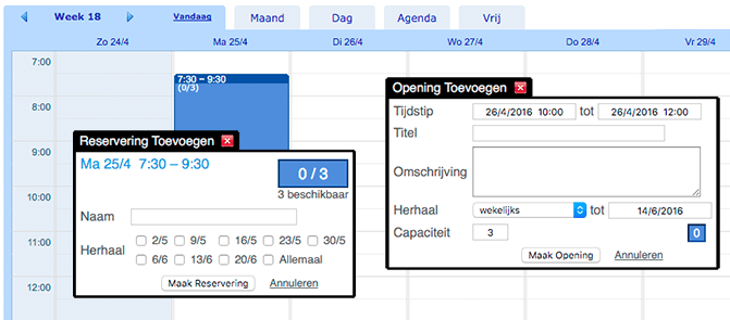 Repeterende reserveringen 3