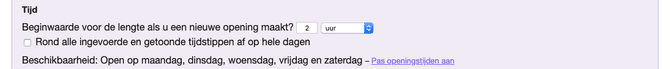 Standaard lengte van openingen op een Capaciteitsagenda