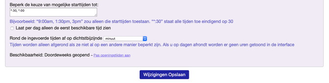 Beperkingen van starttijden