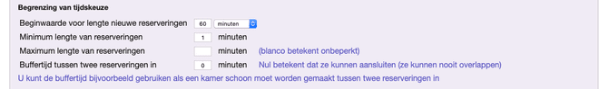 Standaard lengte op een resource agenda