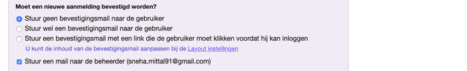 Registratiebevestiging en verificatie