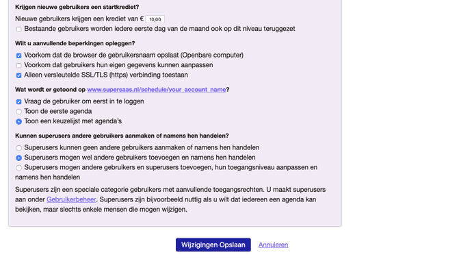 Overige registratie- en beveiligingsopties