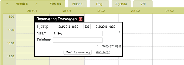 Maken van een afspraak