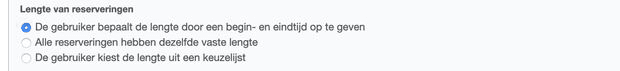 selecteer de tijdsduur van een reservering