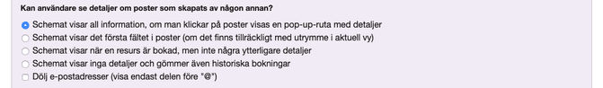Bokningsdetaljernas synlighet